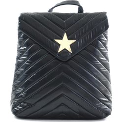   Női hátitáska csillaggal és V varrott mintával, vízhatlan, fekete