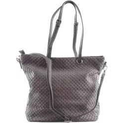   Női shopper válltáska nyomott négyzet mintával, velúr, szürke