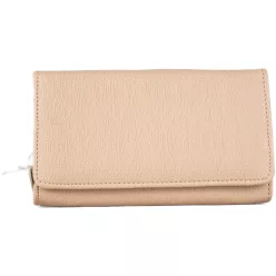 Sok rekeszes egyszerű női pénztárca, műbőr, bézs