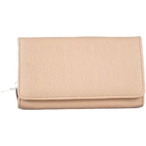 Sok rekeszes egyszerű női pénztárca, műbőr, bézs