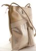 VIA55 női keresztpántos táska ferde zsebbel, rostbőr, arany