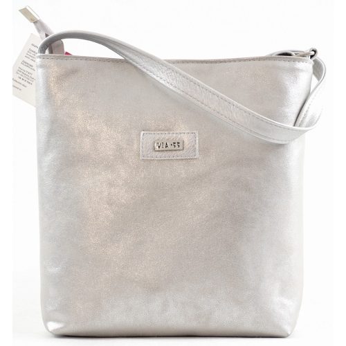 VIA55 női egyszerű női keresztpántos táska, rostbőr, ezüst