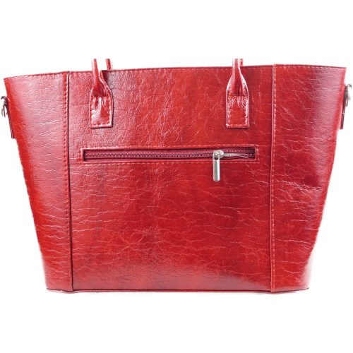 VIA55 elegáns női kézitáska díszzsebbel, rostbőr, piros