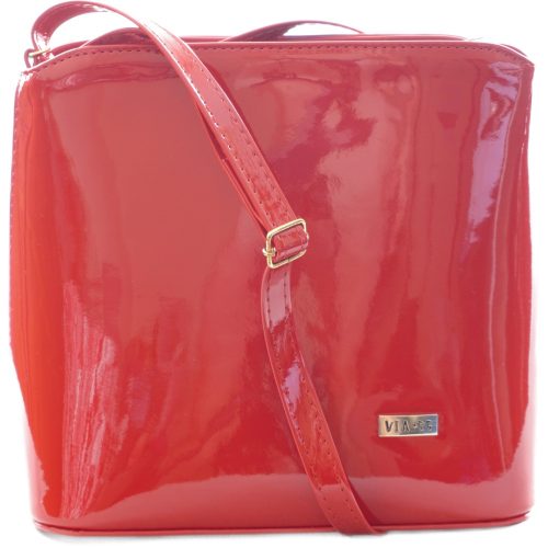 VIA55 elegáns női kis keresztpántos táska merev fazonban, rostbőr, piros