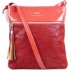 VIA55 női keresztpántos táska bojtos zsebbel, rostbőr, piros