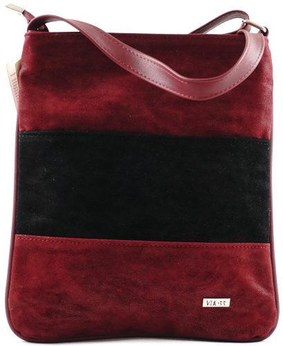 VIA55 női keresztpántos táska 3 sávval, rostbőr, vörös