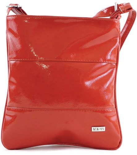 VIA55 női keresztpántos táska 3 sávval, rostbőr, piros