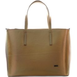   VIA55 elegáns nagyméretű női kézitáska merev fazonban, rostbőr, arany