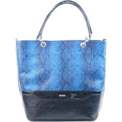   VIA55 elegáns kígyóbőr mintás női kézitáska merev fazonban, rostbőr, kék