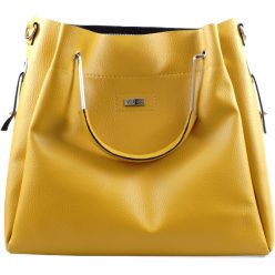   VIA55 elegáns női kézitáska merev füllel, rostbőr, sárga