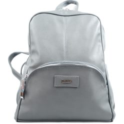   VIA55 női hátitáska elején íves zsebbel, rostbőr, szürke