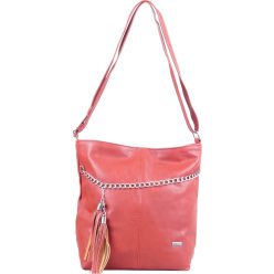 VIA55 női láncos válltáska rojttal, rostbőr, piros