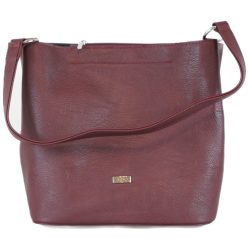   VIA55 Egyszínű női válltáska karikás füllel, rostbőr, bordó