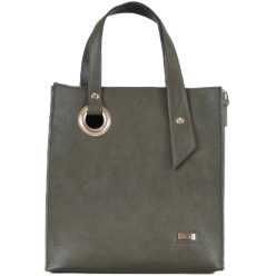   VIA55 elegáns női kézitáska karikával, rostbőr, szürke