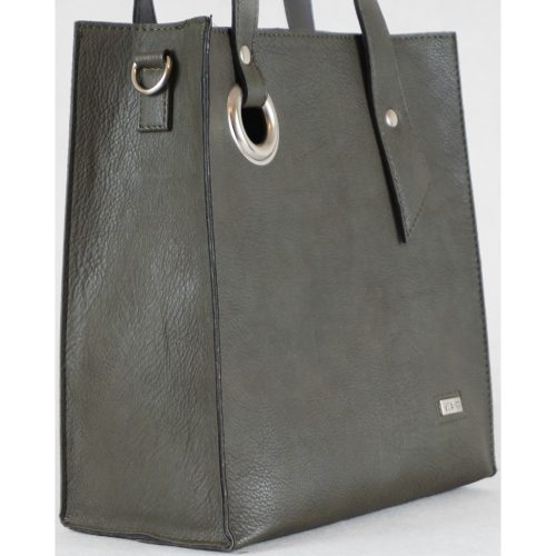 VIA55 elegáns női kézitáska karikával, rostbőr, szürke