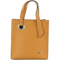   VIA55 elegáns női kézitáska karikával, rostbőr, mustár