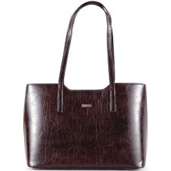 VIA55 elegáns merev női kézitáska, rostbőr, barna