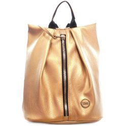 VIA55 női hátitáska, középen nyíló, rostbőr, arany