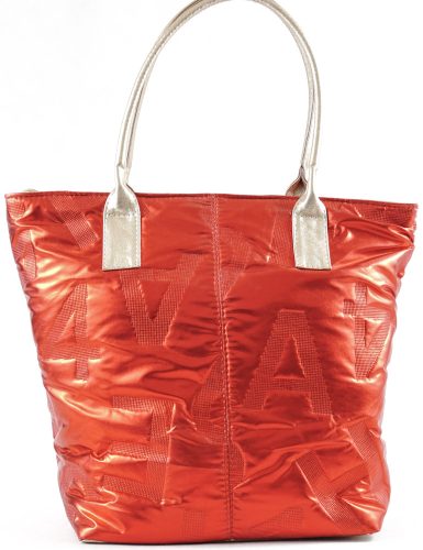 VIA55 nagyméretű válltáska, vízhatlan anyagból, bojttal díszített, piros