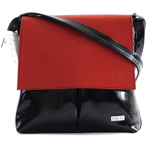 VIA55 elegáns női keresztpántos áthajtós táska, rostbőr, piros