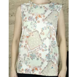 Női trikó virágmintás, zöld