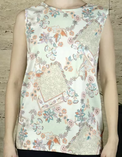Női trikó virágmintás, zöld