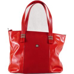   VIA55 női válltáska díszes vállpánttal, rostbőr, piros