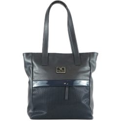   VIA55 nagyméretű lakk válltáska rizsmintával, rostbőr, kék