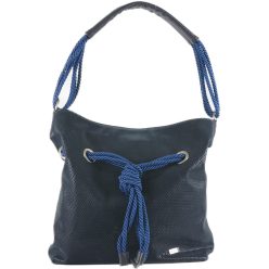   VIA55 női válltáska kötéllel és karikával, rostbőr, kék