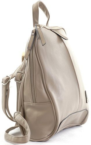Női hátitáska szögletes formában, műbőr, bézs