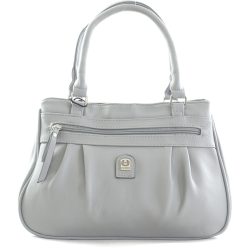 Duplarekeszes női kézitáska, műbőr, szürke