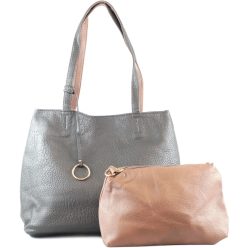 Egyszerű női válltáska karikával, műbőr, szürke