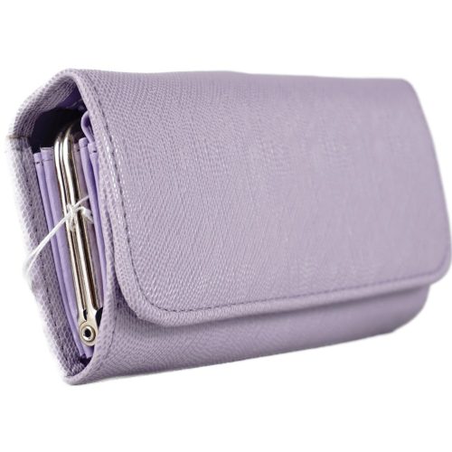 Sok rekeszes patentos női pénztárca, műbőr, lila
