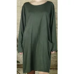 Női ruha, bő szabású, zsebekkel, zöld