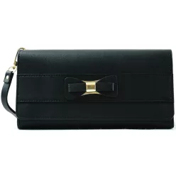 Női pénztárca, teljesen kihajtható, műbőr, fekete