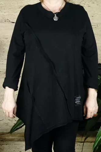 Női tunika, bő szabású, fekete