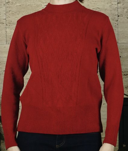 Női pulóver, pulcsimintával, piros