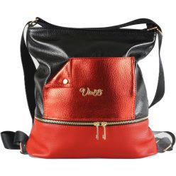   VIA5 nagyméretű női hátitáska szamárfüllel, rostbőr, piros