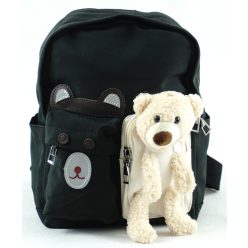   Gyerektáska/kisméretű női táska macival, poliészter, fekete