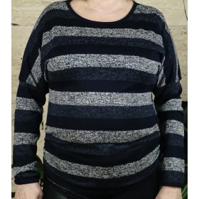 Női hosszúujjú felső csíkokkal, szürke