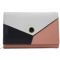   Peterson női pénztárca fehér és kék geometriai mintával, bőr, rózsaszín