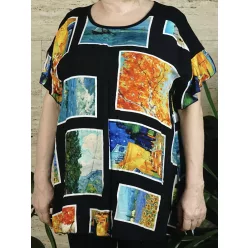 Női bő fazonú fodros ujjú felső, fekete