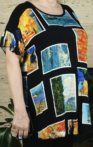 Női bő fazonú fodros ujjú felső, fekete