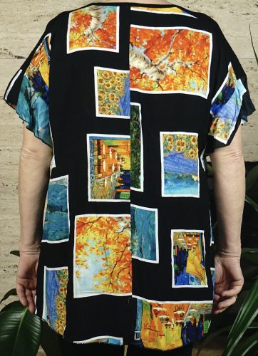 Női bő fazonú fodros ujjú felső, fekete