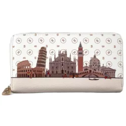 Női pénztárca városos mintával, műbőr, bézs