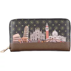 Női pénztárca városos mintával, műbőr, fekete