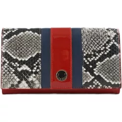   Peterson női pénztárca sávos kígyómintával, bőr, fekete