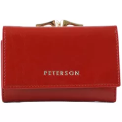 Peterson kisméretű női pénztárca csattal, bőr, piros