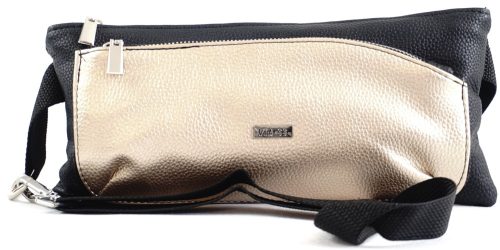 VIA55 női keresztpántos táska széles fazonban, rostbőr, arany