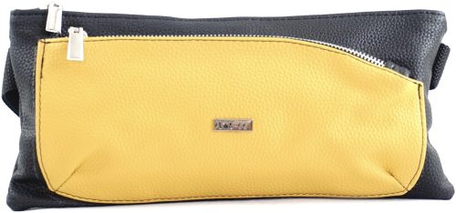 VIA55 női keresztpántos táska széles fazonban, rostbőr, sárga